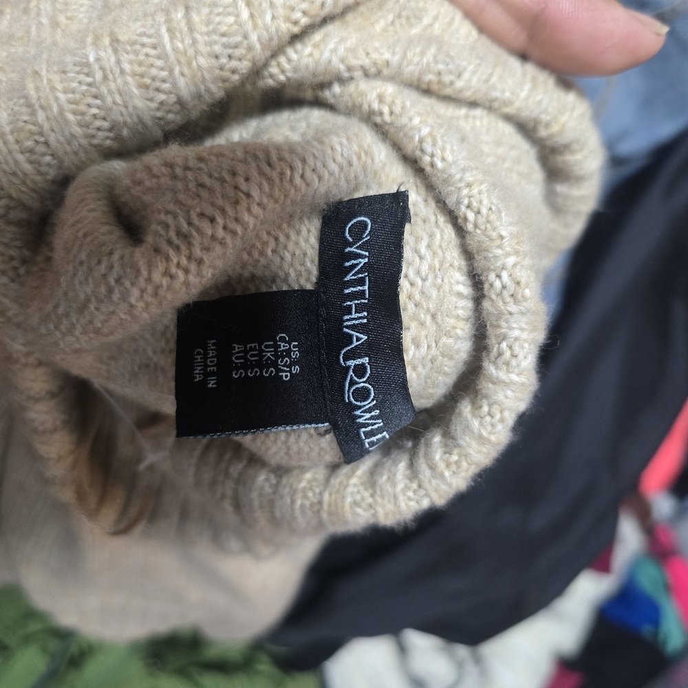 Cynthia Rowley Cream Turtleneck Sweater with Button Accents - Picture 5 of 7